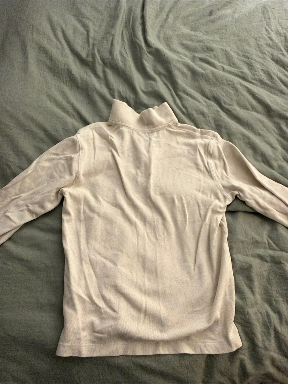 Ralph Lauren Cream Quarter-Zip Estate Rib Pullover